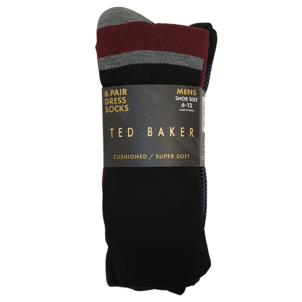 Ted Baker Men's Rayon Blend Dress Socks 6 Pairs Shoe Size 6-12 NWT